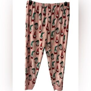 #806 - Christmas Gnomes on Pink Fleece Sleepwear Pants Pajama Jogger Bottoms